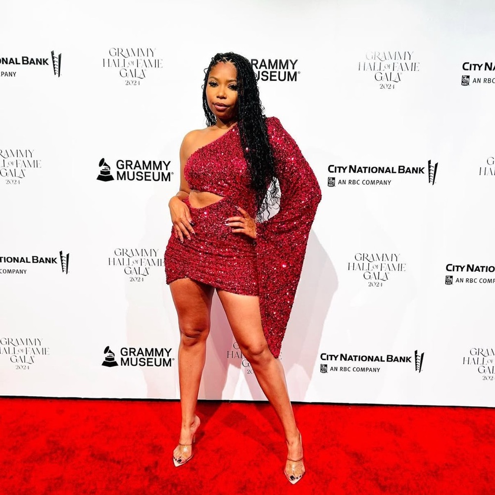 Red One-Shoulder Sequin Dress